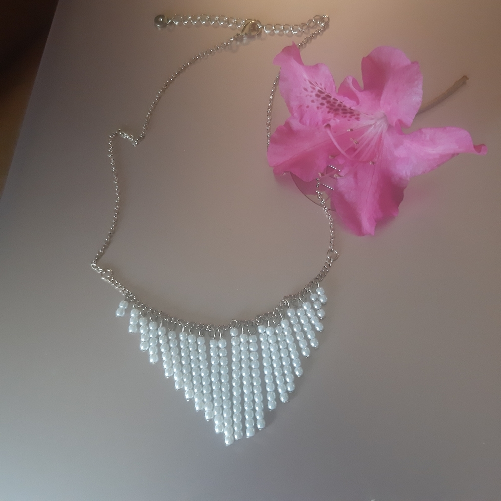 VINTAGE LAUREN CONRAD Pearl & Gold Necklace 16" ☆ - Picture 7 of 9
